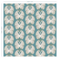 fabric cranes teal printed cotton full width